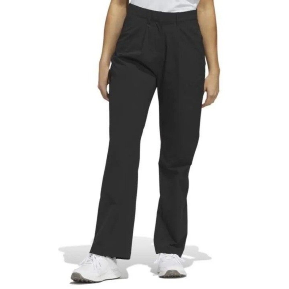 adidas utility pleat pant loose fit wide leg black golf twistweave Womens 4